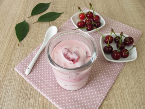 Homemade yogurt with sour cherries