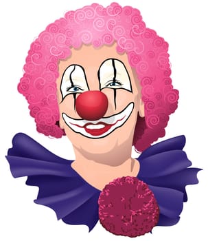 Happy Smiling and Funny Clown - Cheerful Illustration over White Background