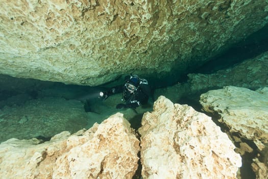 divers underwater caves diving Florida Jackson Blue cave USA