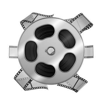 Roll of film on a white background. 3d rendering.