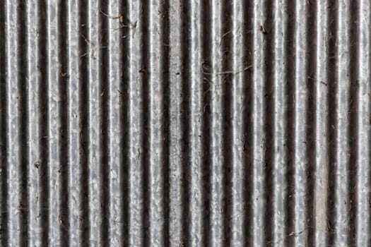 Old dirty zinc fence and spider web Light on left