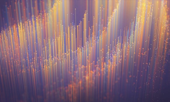 Colored optical fiber, background image, technology concept of data transfer and communication.