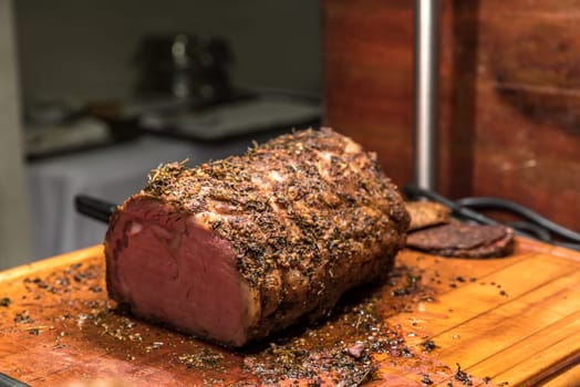 Carving of Wagyu beef roast
