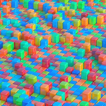 3D illustration of colorful abstract shapes. Image for texture and background.