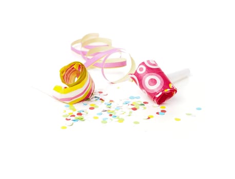 Carnival or birthday utensils on a white background