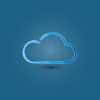 Blue cloud icon on a blue background, illustration