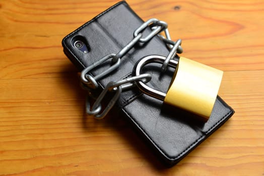 Mobile phone security chain with lock on the Internet Phone
