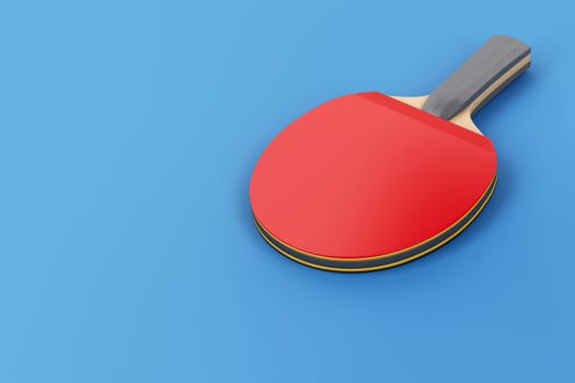 Table tennis racket on blue background
