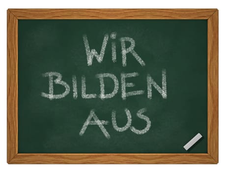 we train - text on chalk board - illustration