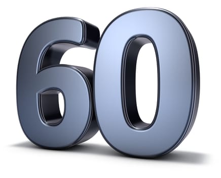 the number sixty on white background - 3d rendering