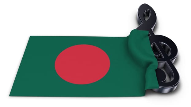 clef and flag of bangladesh - 3d rendering