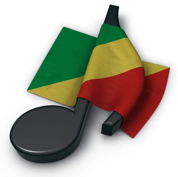 music note and flag of the congo - 3d illustration