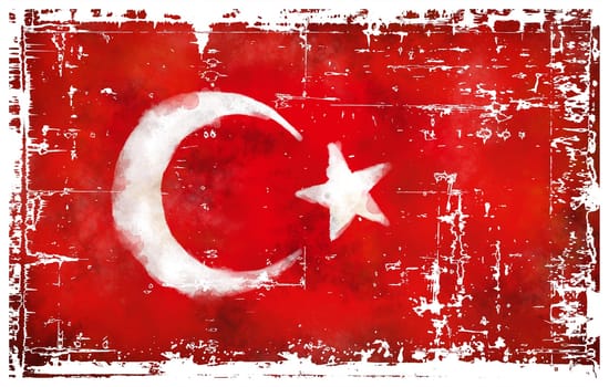 flag of turkey on grunge background - illustration