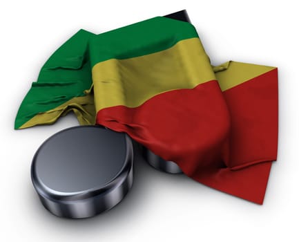 music note and flag of the congo - 3d illustration