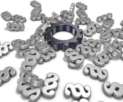 gear and paragraph symbols - 3d illustration