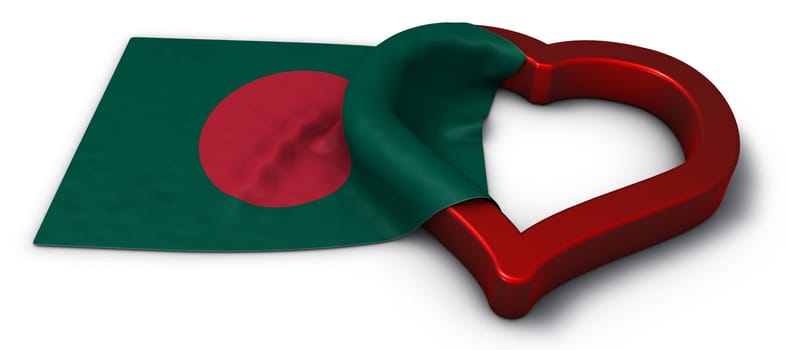 flag of bangladesh and heart symbol - 3d illustration