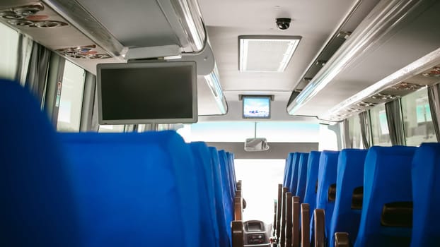 Blue Salon tourist bus transport. advertising space on the monitor
