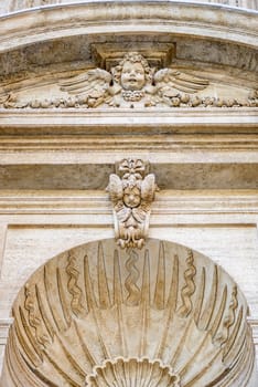 Particulars of San Pietro Church and the column in the square, Rome Italy