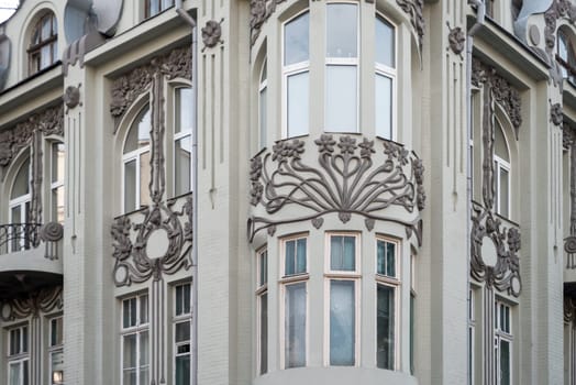 Nice decoration on a wall corner of an ukrainian buildin in Kharkiv
