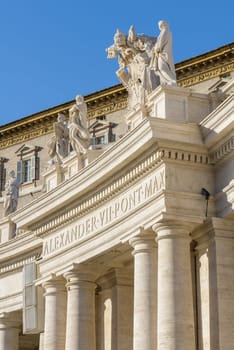 Particulars of San Pietro Church and the column in the square, Rome Italy