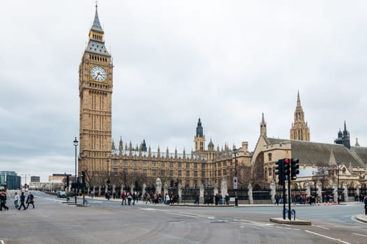 London, UK - March 13, 2011: The Elizabeth Tower  clock in london better knows as Big Ben