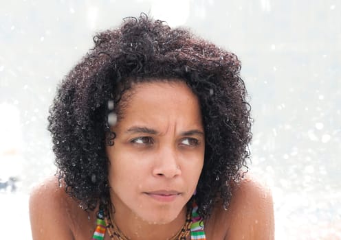 A sexy dominican girl take fresh under a shower