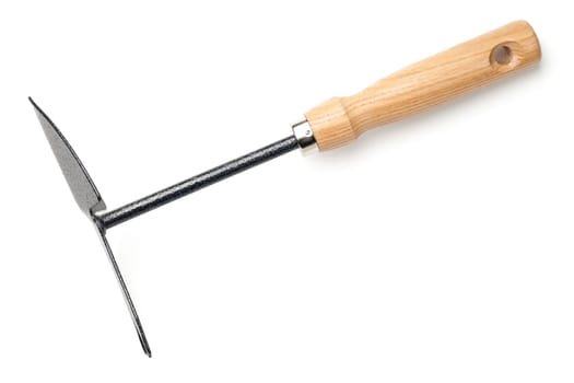 garden hoe isolated on white background. top view