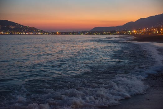 Evening at Alanya coast, Turkey