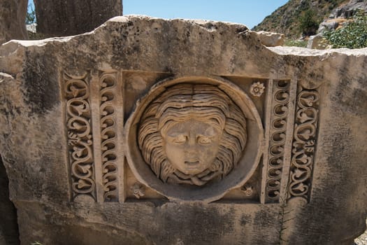 Photo of ancient theatre in Myra ancient city of Antalya in Turkey.