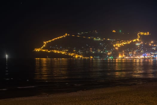 Alanya city, view from the beach, one of the famous destinations in Turkey