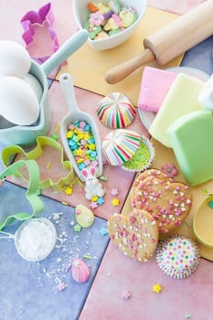 Colorful ingredients for baking and decorating