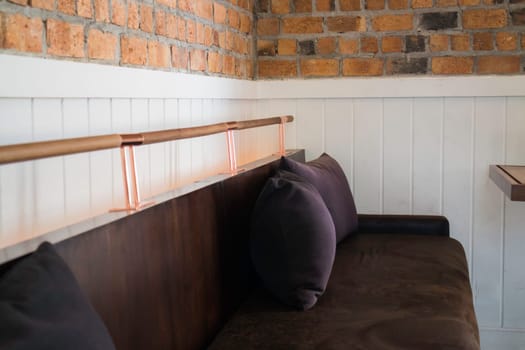 Vintage velvet long sofa in lobby, stock photo