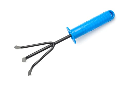 garden rake isolated on white background. top view