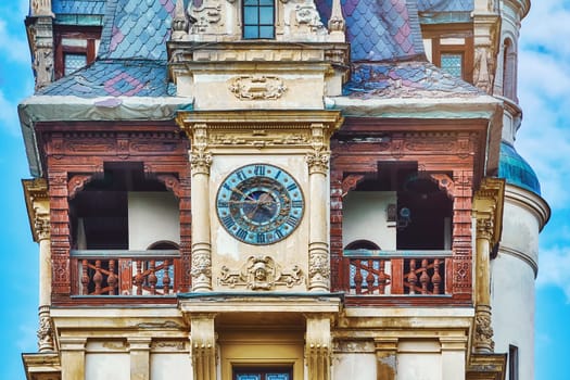 Fragment of Peles Castle (Castelul Peles) in Sinaia, Romania
