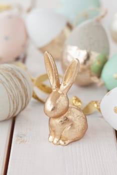 Colorful decoration for Easter with a small rabbit