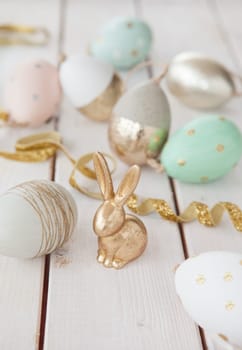 Colorful decoration for Easter with a small rabbit