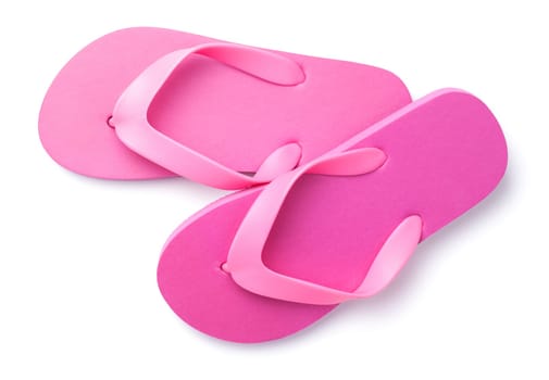 summer flip flops isolated on white background. top view