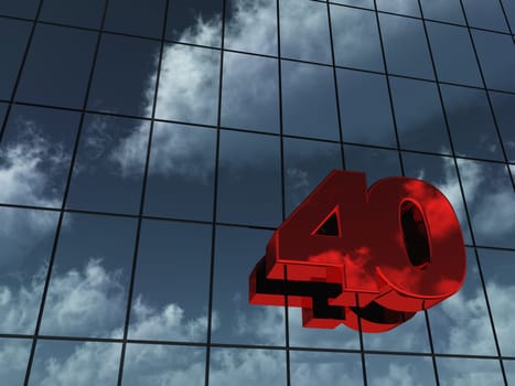 the number forty on glass façade - 3d rendering