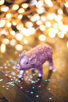 Little pink pig with lights,Lots of luck