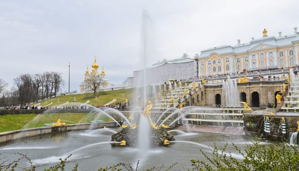 Grand Cascade and Samson fountain in Peterhof palace, St. Petersburg, Russia