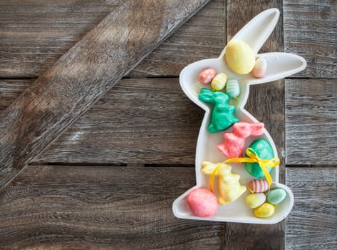 Colorful decoration for Easter with background and text space