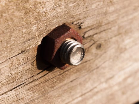 close up of large rusty bolt and screw head  essex  england  uk