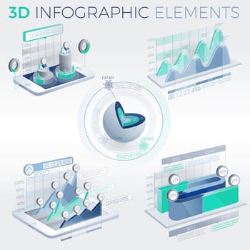 Infographic elements collection, corporate vector 3D illustration.