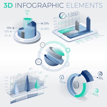 Infographic elements collection, corporate vector 3D illustration.