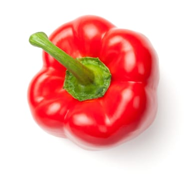 red pepper isolated on white background. top view