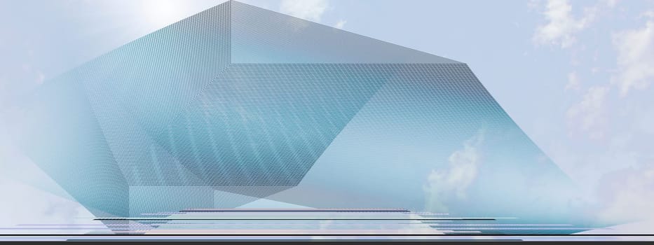 abstract straight line network in predominantly light blue,light gray and pastel colored,white color on cloud texture. Straight,lines,landscape,drawing,movement,creativity,symbol,dynamics,net,concept.