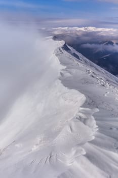 mountain landscape in winter. Piatra Craiului Mountains, Romania