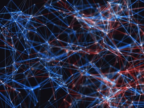 3D illustration of connections and dots representing the concept of cloud computing.