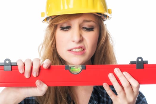 Female craftsman with water scale