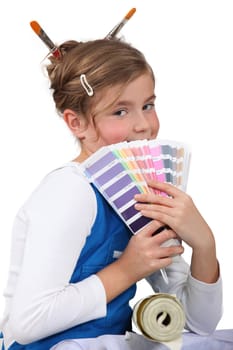 Little girl with pain swatch